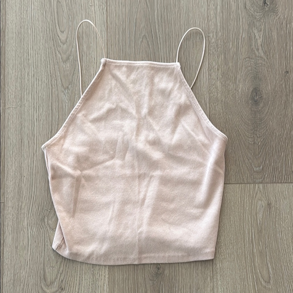 Zara Cream light nude Fitted Crop Camisole tank stretchy medium